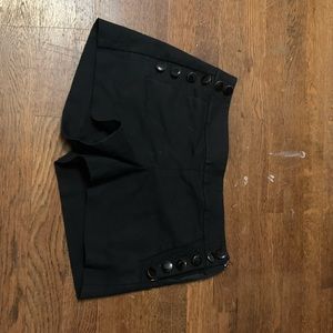 Black High Waisted Button Shorts